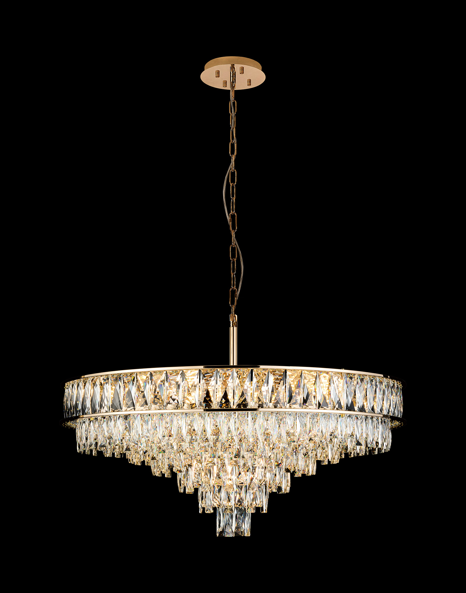 IL31863  Vivienne 70cm Pendant/Semi Flush 11 Light E14 French Gold/Crystal